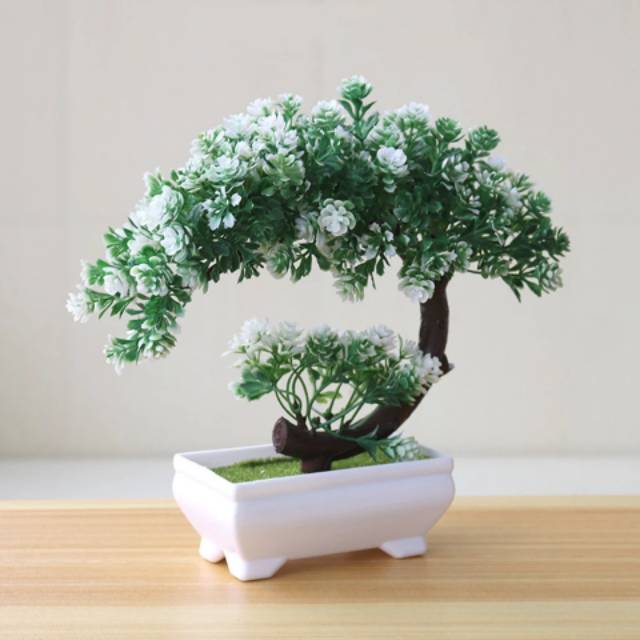 Pohon Bonsai Artifisial Pot Bunga Artificial Plastik Vas Hiasan Rumah Tanaman Palsu