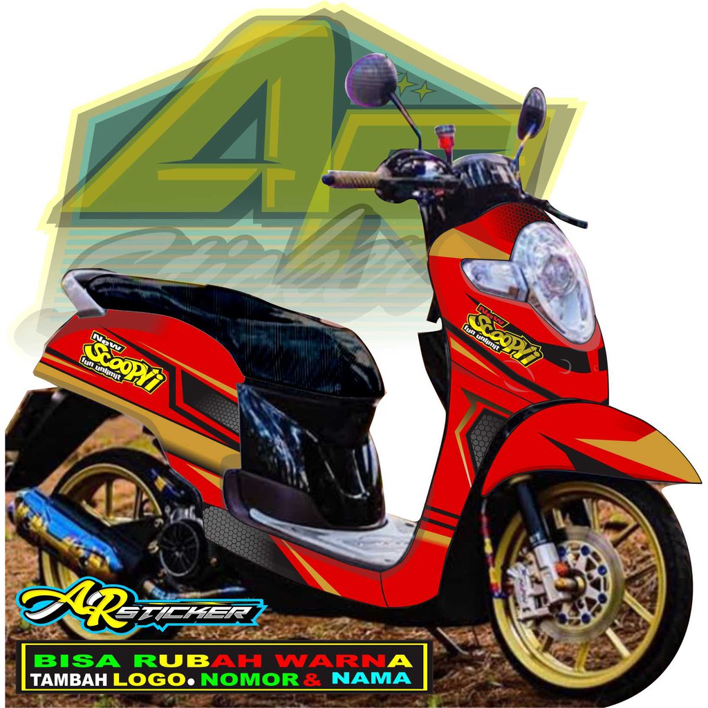 Decal scoopy Decal Scoopy full body Full Blok Decal Scopy Dekal New Fi 2017 2018 2019 2020 MERAH