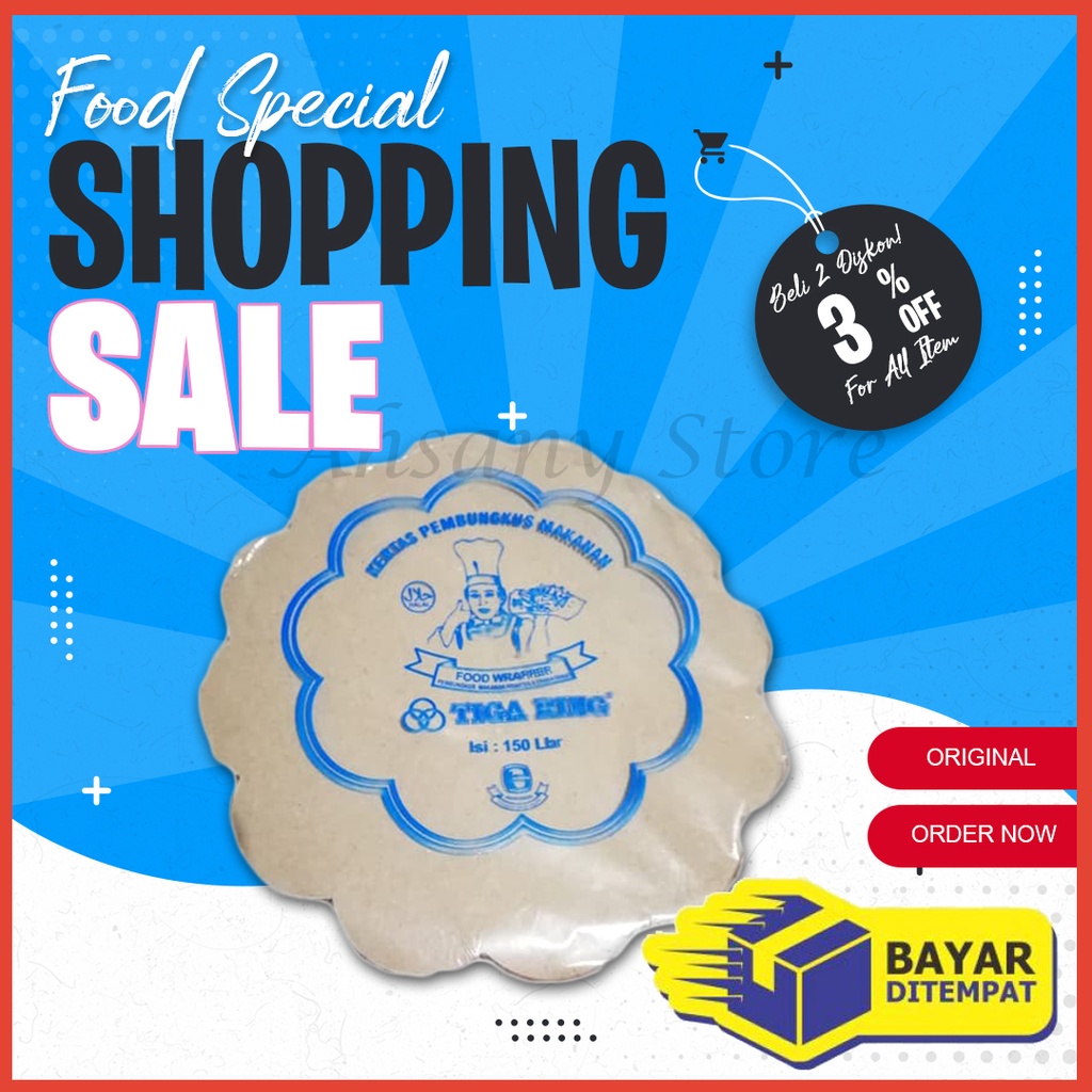 Kertas Bungkus Nasi Coklat Bulat Bunga