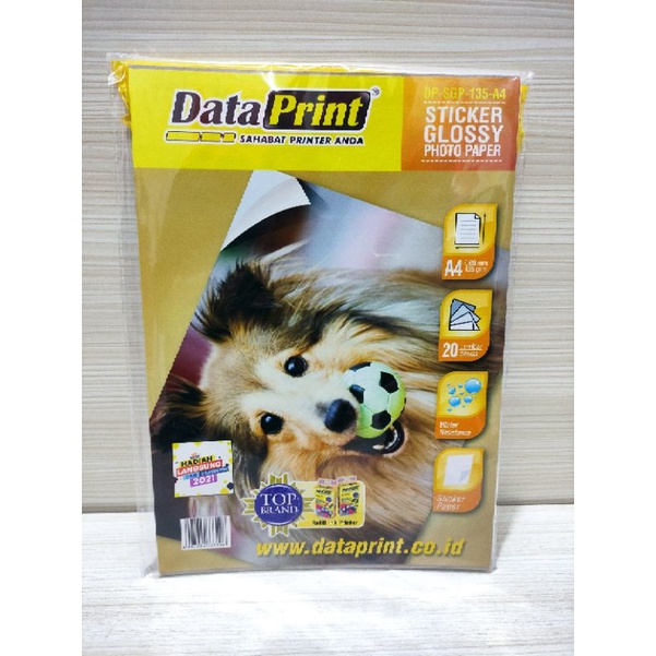 

Kertas sticker glossy data print A4 135gsm