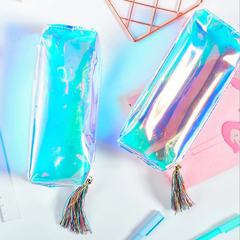 

PU Transparent Hologram Holographic Makeup Bag Iridescent Laser Pencil Case Quality