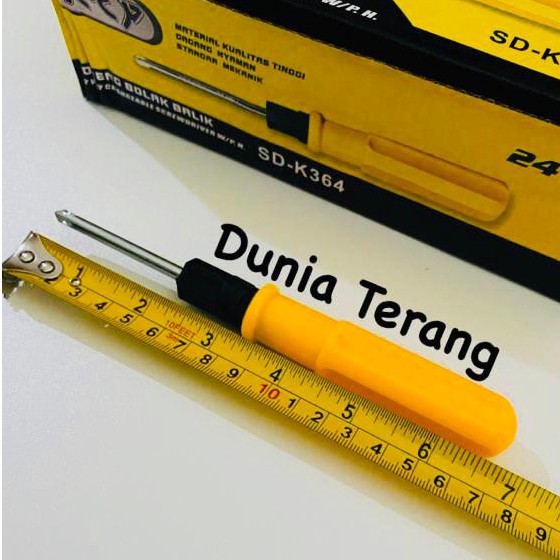 Obeng Bolak Balik KTP 4&quot; Kuning - Obeng BB 6x100mm SD-K364 - Obeng 2 Mata Plus Min 2 Way Screwdriver