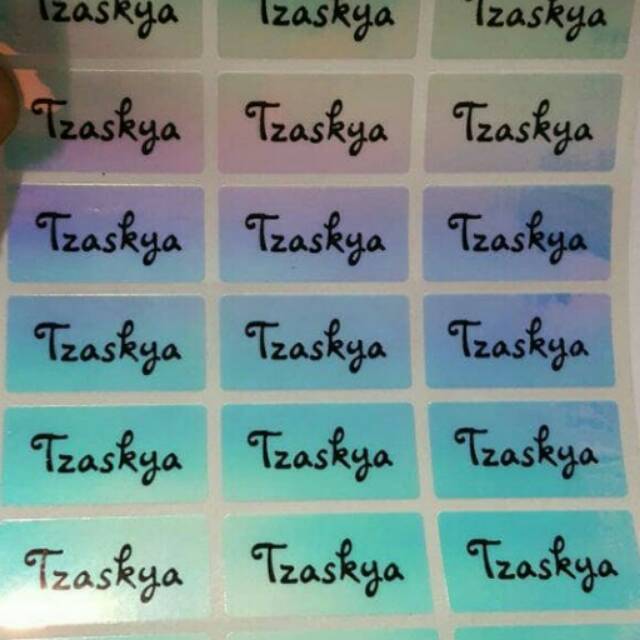 

stiker label nama waterproof Polos Biru Hologram