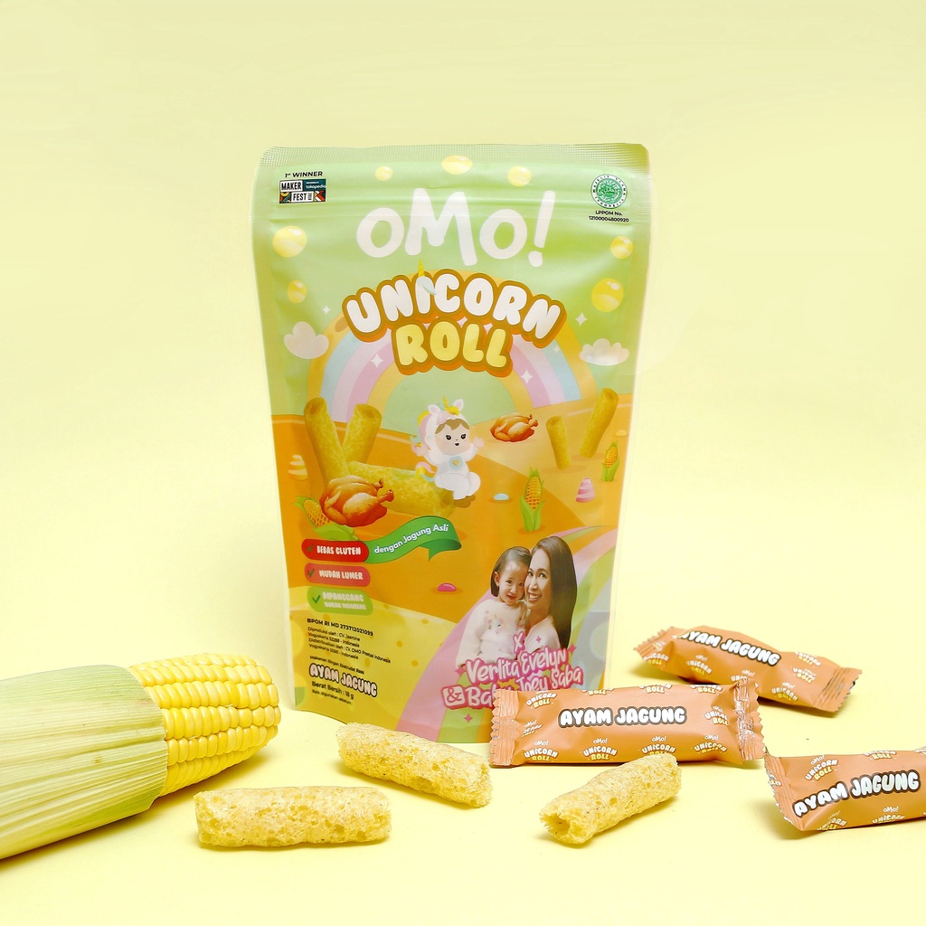 OMO Unicorn Roll 18gr - Snack Sehat Bayi - Cemilan Anak - Omo! Healthy Snack