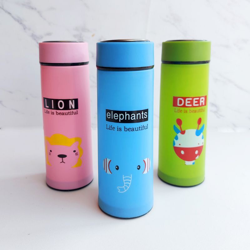 BOTOL MINUM TUMBLER KACA 400ML KARAKTER ANIMAL [SWEETSPACE]