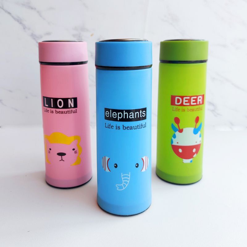 BOTOL MINUM TUMBLER KACA 400ML KARAKTER ANIMAL [SWEETSPACE]