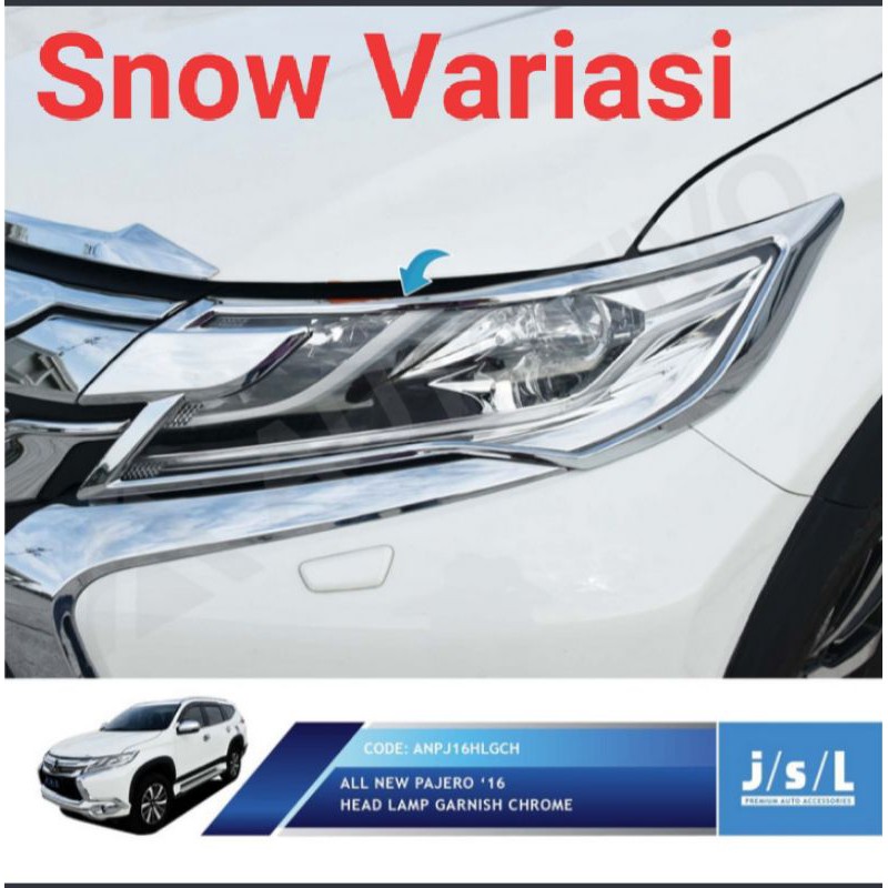 Garnish Lampu Depan All New Pajero Sport 2016 2018 Hitam Chrome Carbon