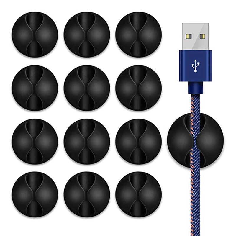 10pcs Klip Organizer Kabel USB Bentuk Bulat Bahan Silikon