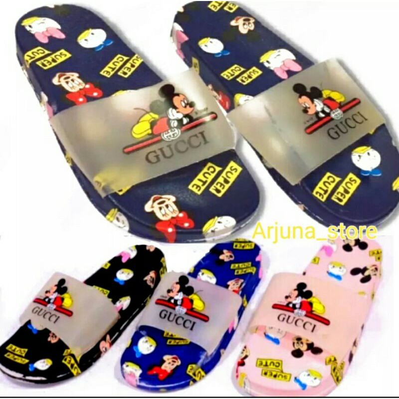 jn sendal selop mickey gucci sendal kekinian fashion wanita karet import harga termurah