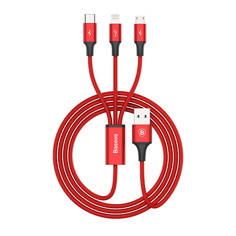 Baseus Rapid Series 3 in 1 Micro USB + Lightning + Type-C 3A 1.2M