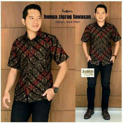 Original Kemeja Batik Slimfit Pria Baju Batik Halus Seragam Pakaian Cowok Formal Kondangan Qq30