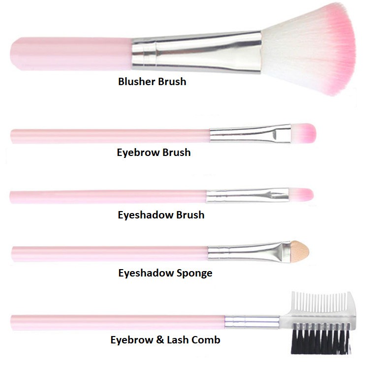 Alat Kuas Makeup Set 5 in 1 Eyebrow Blush On Eyeshadow Brush Sponge