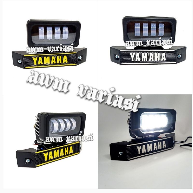 PAKET LAMPU TEMBAK 4 MATA /LAMPU MOTOR /LAMPU LED / LAMPU SOROT /LAMPU DEPAN MOTOR /LAMPU 4 MATA PLUS BREKET KUMIS RX KING GOLD/SILVER