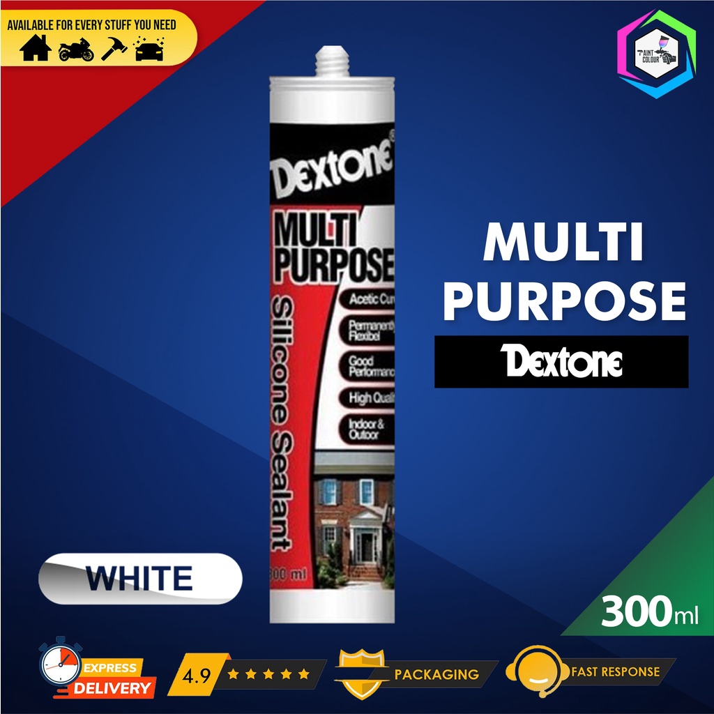 Dextone Multi Purpose Siliconee Sealant 300ml Sealer Lem - WHITE