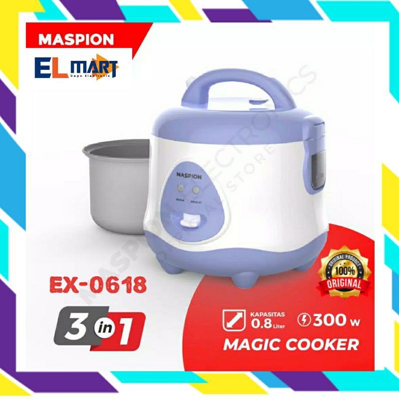 Maspion Magic Com Rice Cooker 3in1 0,8L EX0618 0,8 Liter EX 0618 - 618 Original