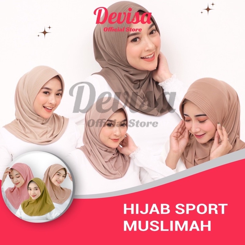 Hijab Sport Jilbab Sport Olahraga Bahan Jersey Premium Ukuran 45x55 Cm Warna Hitam Putih Milo Navy A