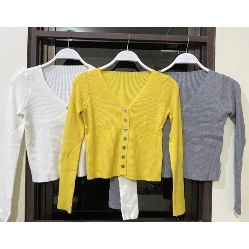 ATASAN KNITT | OUTER GAYA KOREA MODEL KANCING AKTIF LENGAN PANJANG (BJCN181)