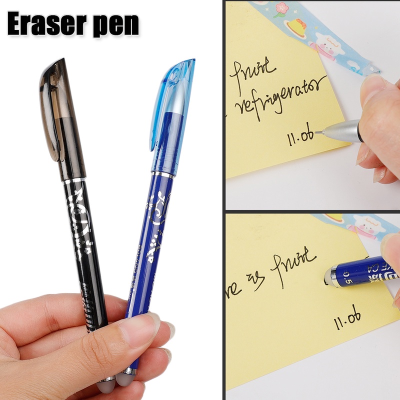 [Grosir] 0.5mm Tulisan Two-in-one Dengan Eraser Gel Pen Replaceable Refill Hitam Frosted Gel Pen Kantor Sekolah Khusus Gel Pen