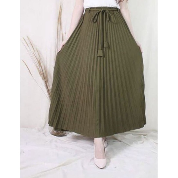 (ROK PREMIUM TALI LONCENG) ROK PLISKET LIPATAN BESAR••Rok plisket