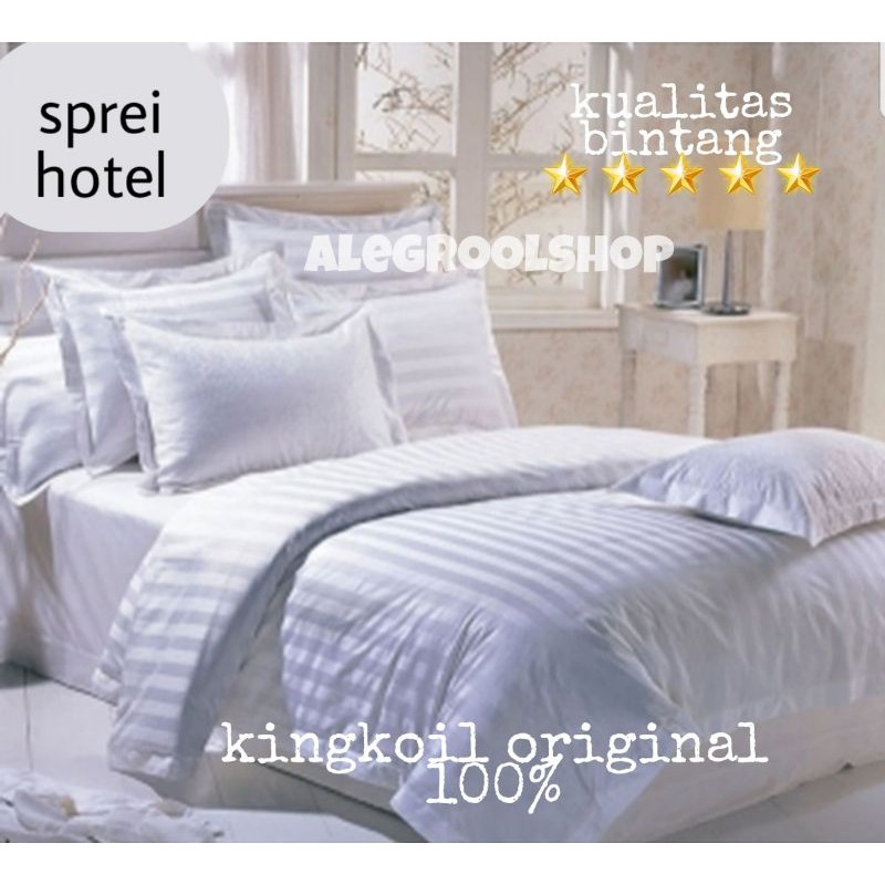 FULL SET BEDCOVER+SPREI HOTEL DOBY DOBBY GARIS garis murah halus import