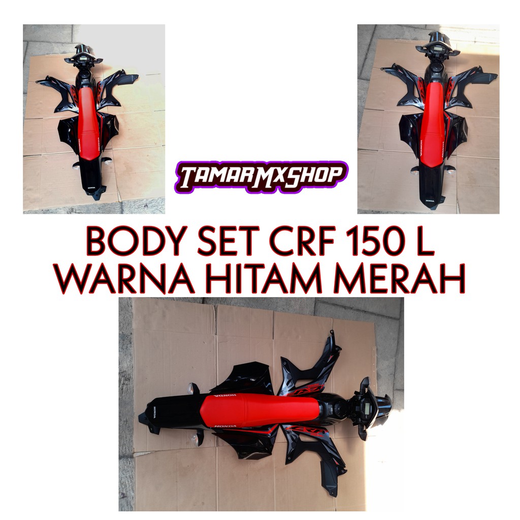 Cover Body Set Honda CRF 150 L Warna Hitam Merah Original Fullset Lengkap
