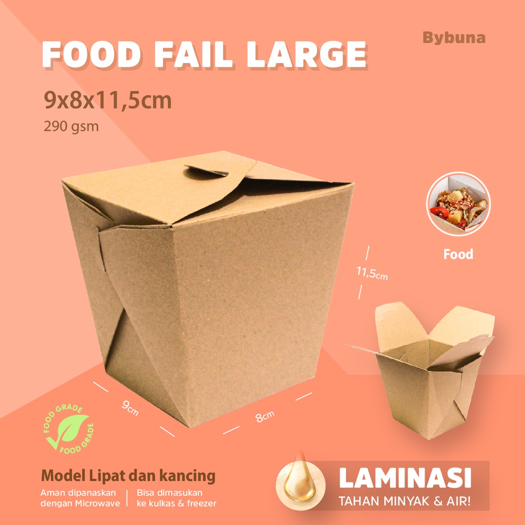 

BOX NASI FOOD FAIL LARGE LAMINASI DUS NASI DUS MAKAN PACKAGING TAKEAWAY