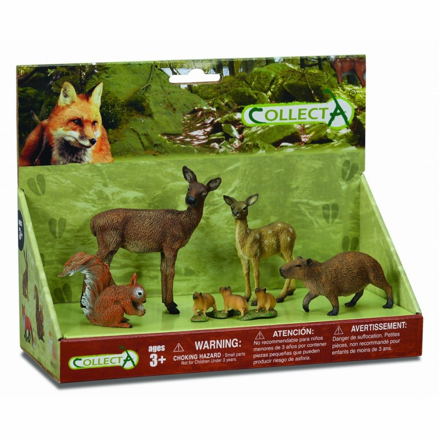 Figurine Karet Animals / Collecta Woodland Collection Set 5pcs / Figur Hewan Tupai Rusa / Kado Hobi