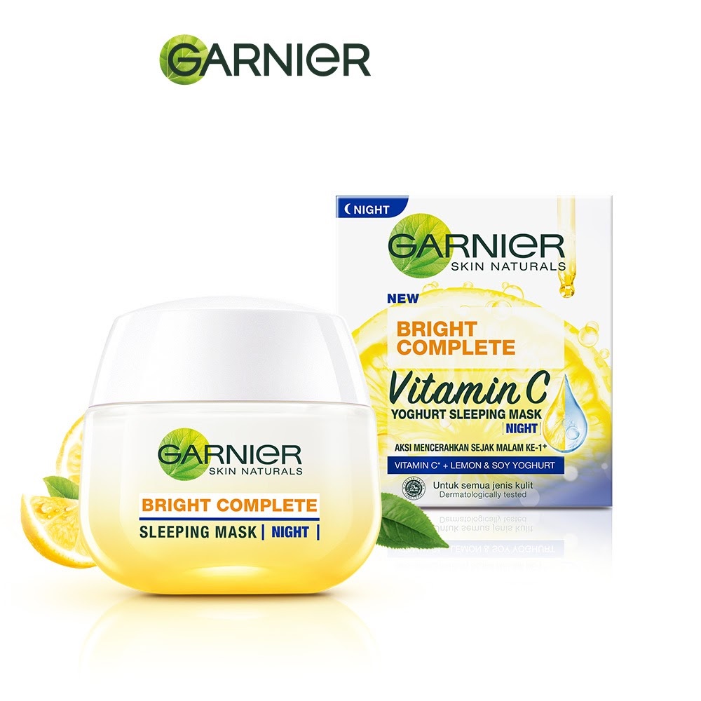 GARNIER BRIGHT COMPLETE VITAMIN C YOGHURT SLEEPING MASK 50ML | NIGHT CREAM BY AILIN