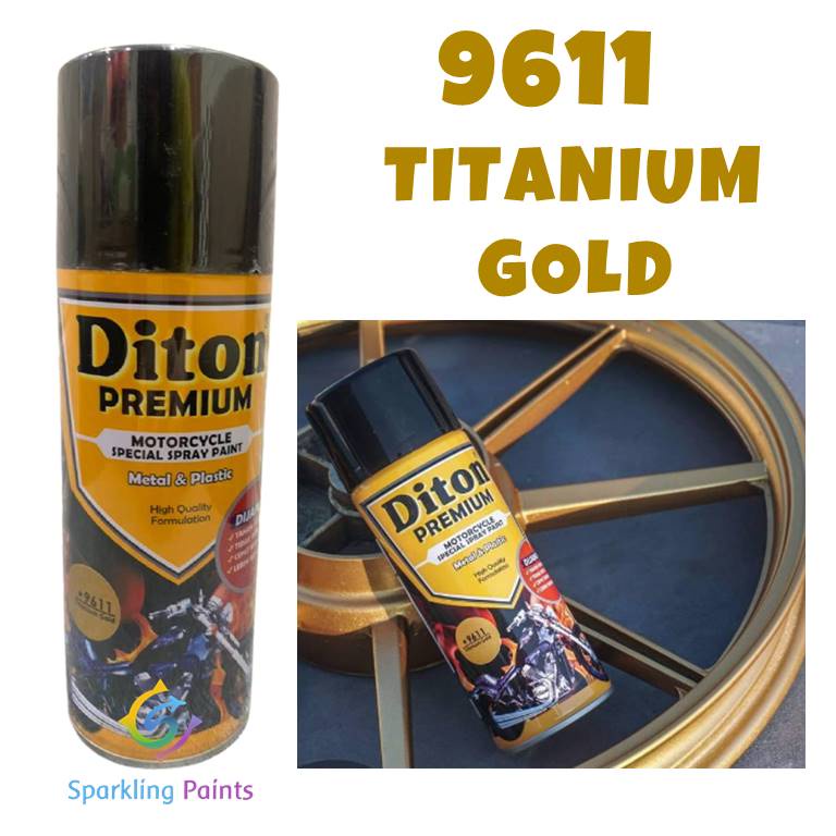 Pilox Diton Premium 9611 Titanium Gold 400ml Cat Pilok Pylox Emas Metallic Metalik Metalic