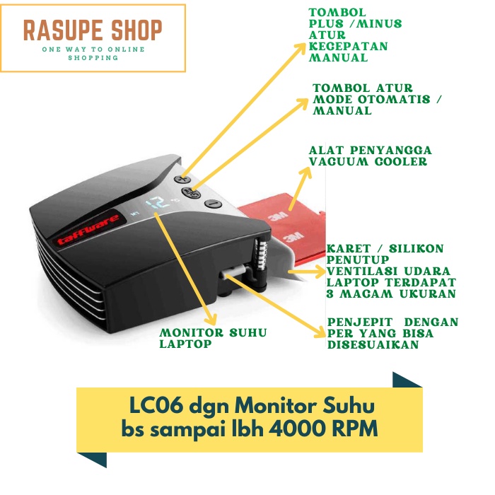 PENDINGIN LAPTOP VACUUM COOLER LC06 - COOLER COOLING LAPTOP BUKAN OPOLAR