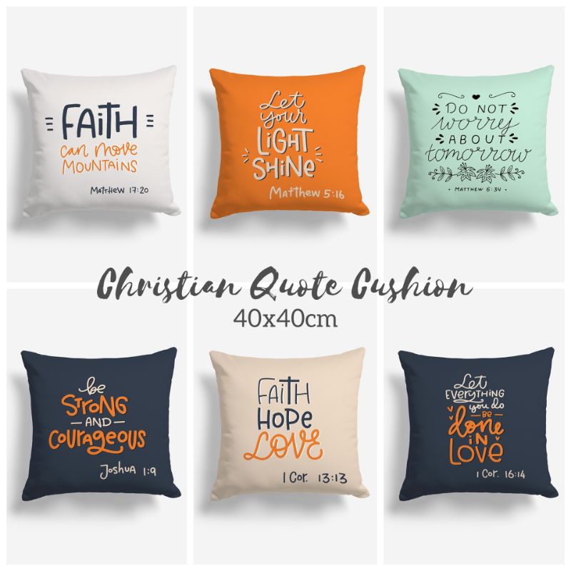 Bantal Sofa Print Motif Ayat Alkitab Kristen / Bible Words 40x40 cm