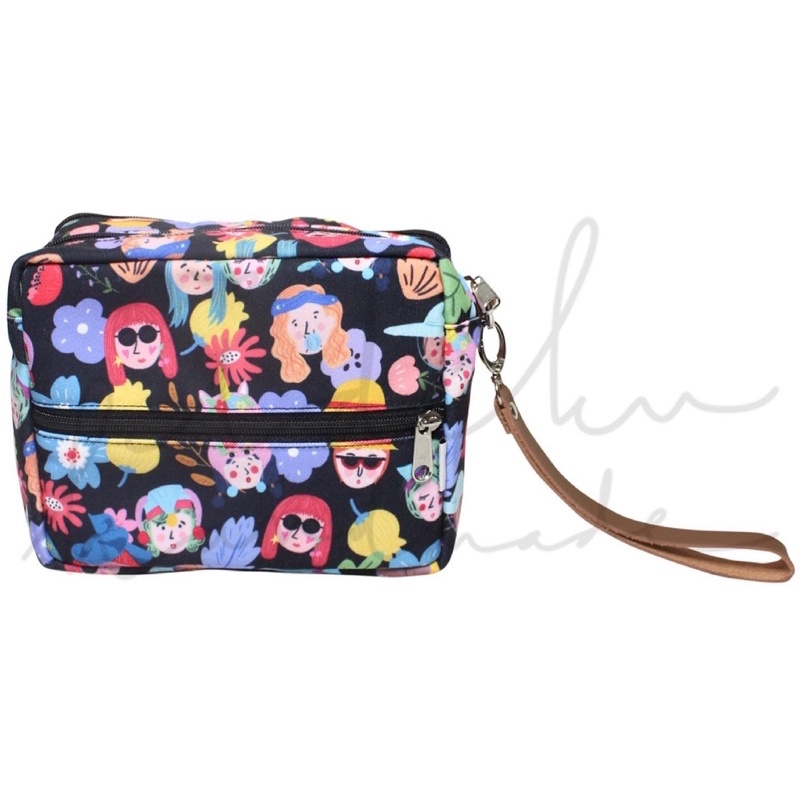 [NEW] Pubu Square Pouch, Mint & Black Faces 5 in 1 Pouch by Ideku Handmade - Idekuhandmade Ki