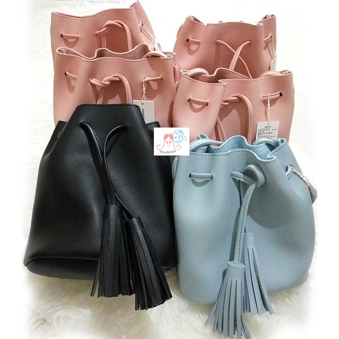 GROSIR 0551 MINISO - Bucket bag / Tas serut /slempang remaja wanita kulit sintetis TAS SELEMPANG