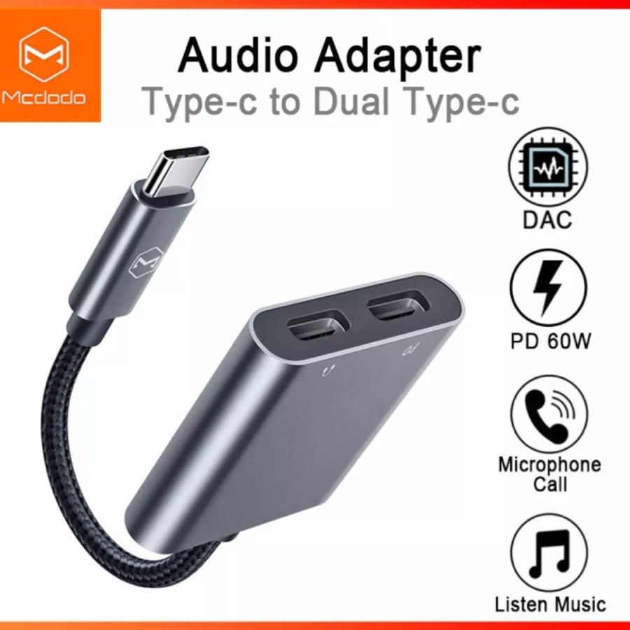 Mcdodo Converter Audio Adapter Type-C to Dual Type-C CA-7550
