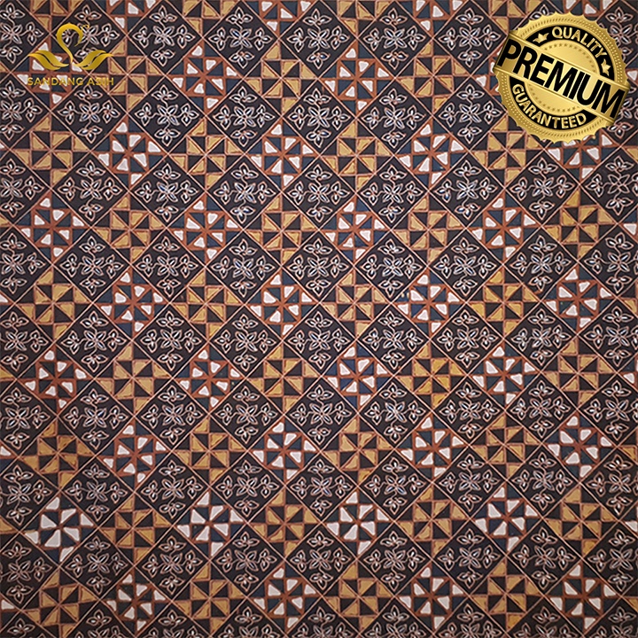 Kain Batik Tulis Warna Alam 100% Handmade Halus Motif Klasik Tambal Cokelat Hitam Kuning Biru (Hanya