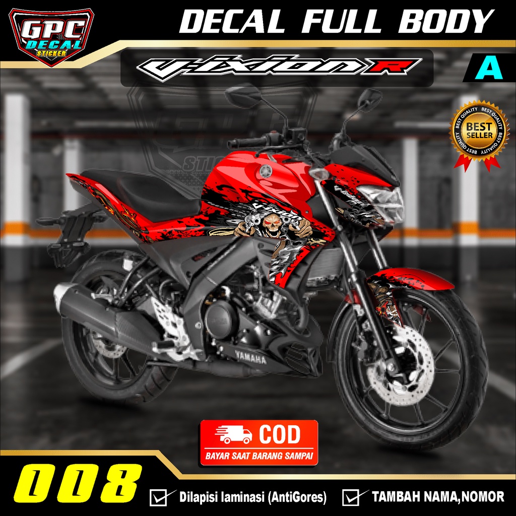 Decal Sticker Variasi Fullbody  Vixion R Dekal Stiker Desain TENGKORAK SKULL GPC- 008