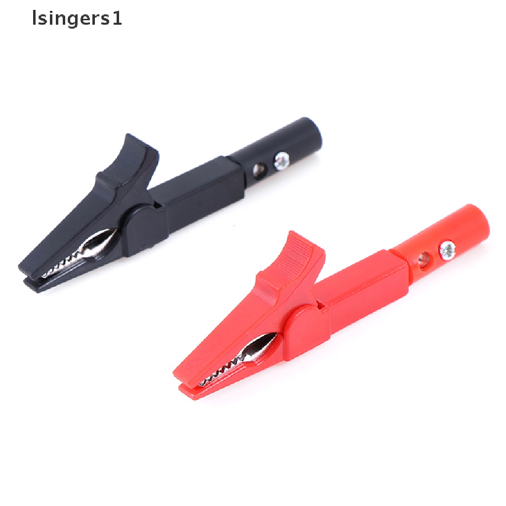 (lsingers1) 2pcs Klip Buaya 55mm Dengan 2pcs plug banana 4mm Warna Hitam + Merah