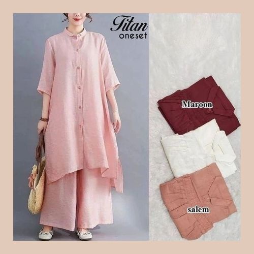 Arafa - Omara Setelan wanita  set Celana kulot +Tunik terbaru Full Kancing Remaja Muslim Busui Daily