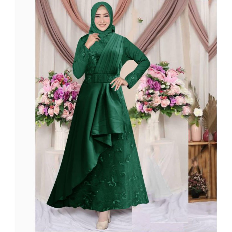 (MODEL BARU)SIZE S/M,L,XL,XXL GAMIS MAXI RENA/GAMIS BRUKAT TILLE/GAMIS KONDANGAN/GAMIS MUSLIM WANITA