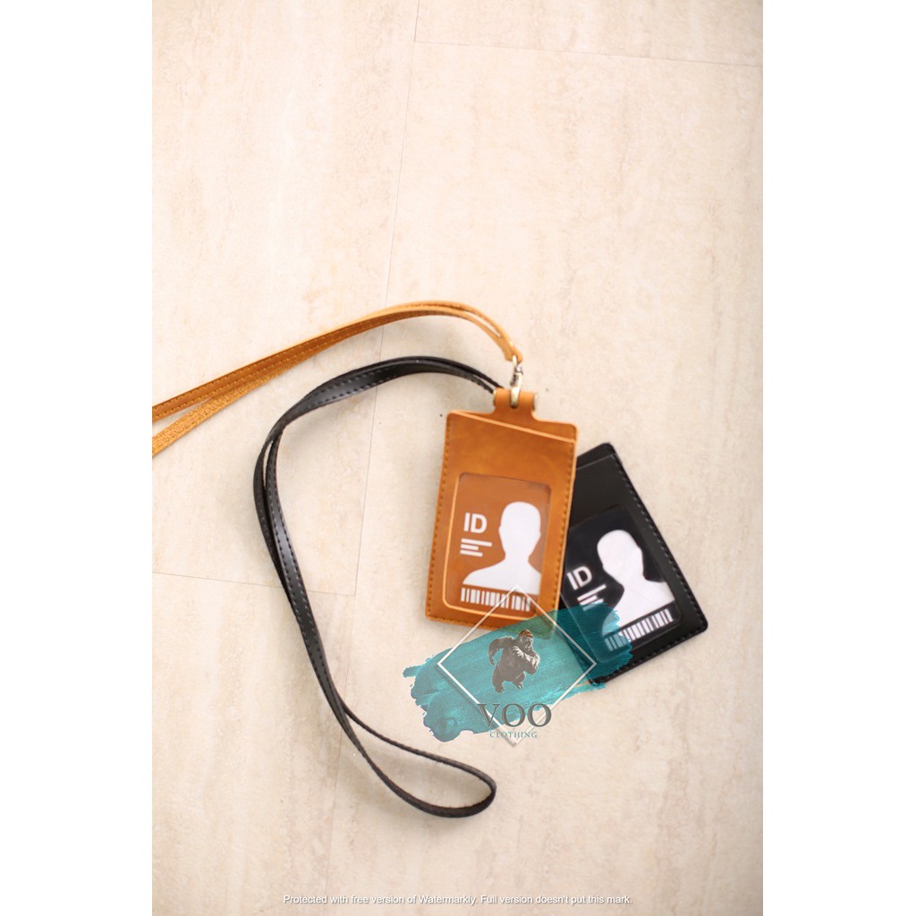 Name Tag ID Card Holder Temboro HITAM Premium ID Badge Leather Tersedia 2 Warna