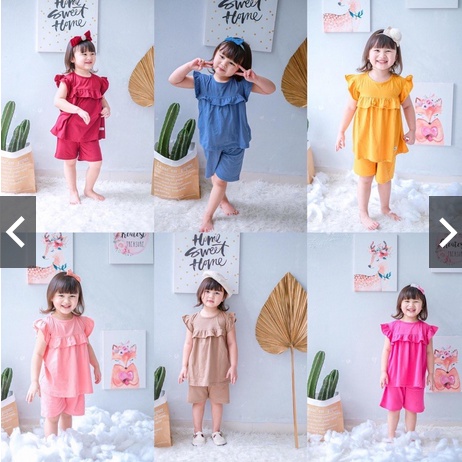 Setelan Playset Kaos Anak 1-5Tahun Terlaris | Set Ruffle Anak Perempuan