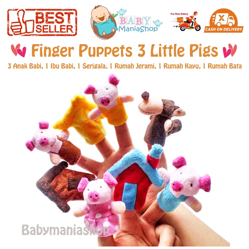 Boneka Jari 3 Little Pigs Finger Puppets Animal 8in1 Finger Puppets Animal 10in1 Finger Puppets Family 6in1 Story Telling Mainan Anak Bayi Pretend To Play