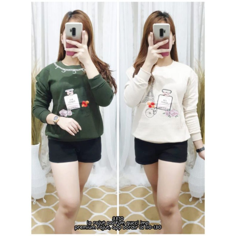 Kaos lengan panjang parfum gucci Premium rajut Import 3370