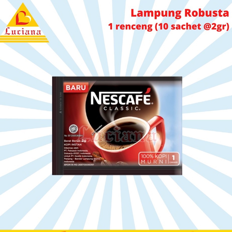 

Kopi Nescafe Classic Sachet 2gr isi 10pcs (1 RENCENG )