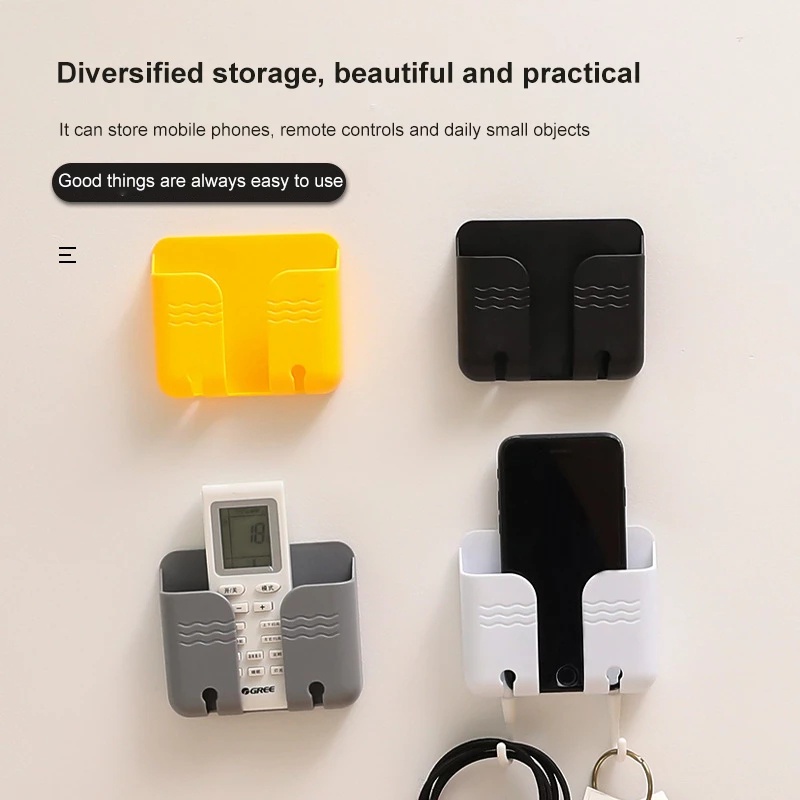 [Nail-Free Wall Mounted Organizer Storage Box] [Multifunction Remote Control Mounted Mobile Phone Plug Wall Holder]