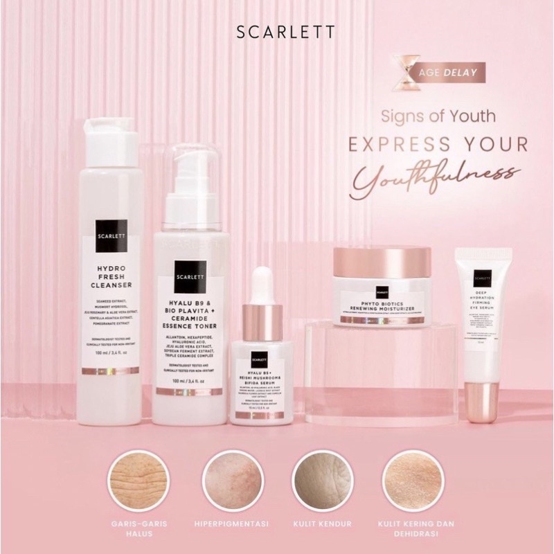 SCARLETT WHITENING AGE SERIES Cleanser Essence Toner Serum Moisturizer Eye Serum