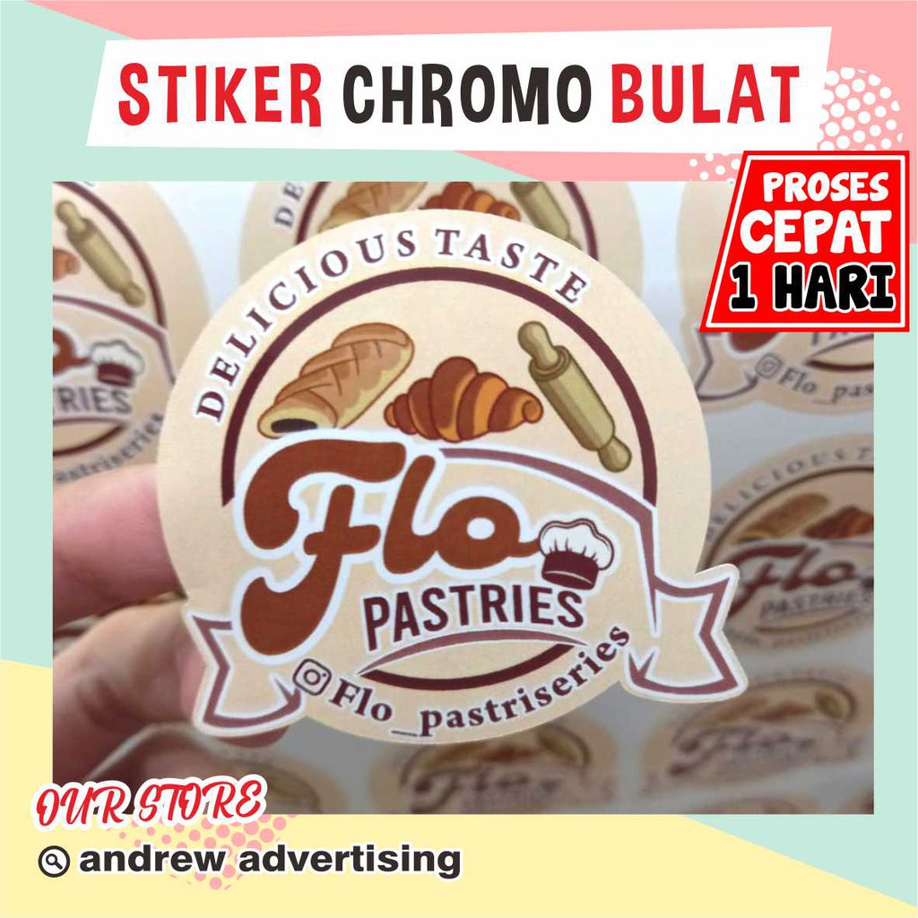 CETAK STIKER LABEL CHROMO A3+ CUTTING (BULAT,KOTAK,OVAL dan CUSTOM)