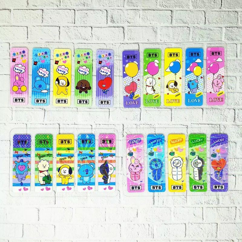 1 SET 100PCS STICKY NOTES PLASTIK MOTIF / STICKY NOTES / PEMBATAS BUKU BTS