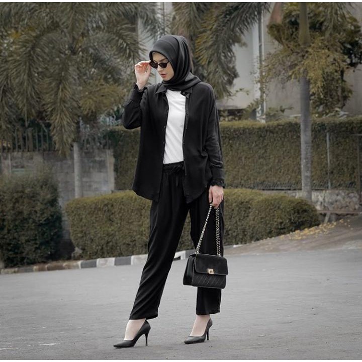 Baju Wanita Pajamas Polos Lengan Panjang Dewasa Bahan Rayon Premium