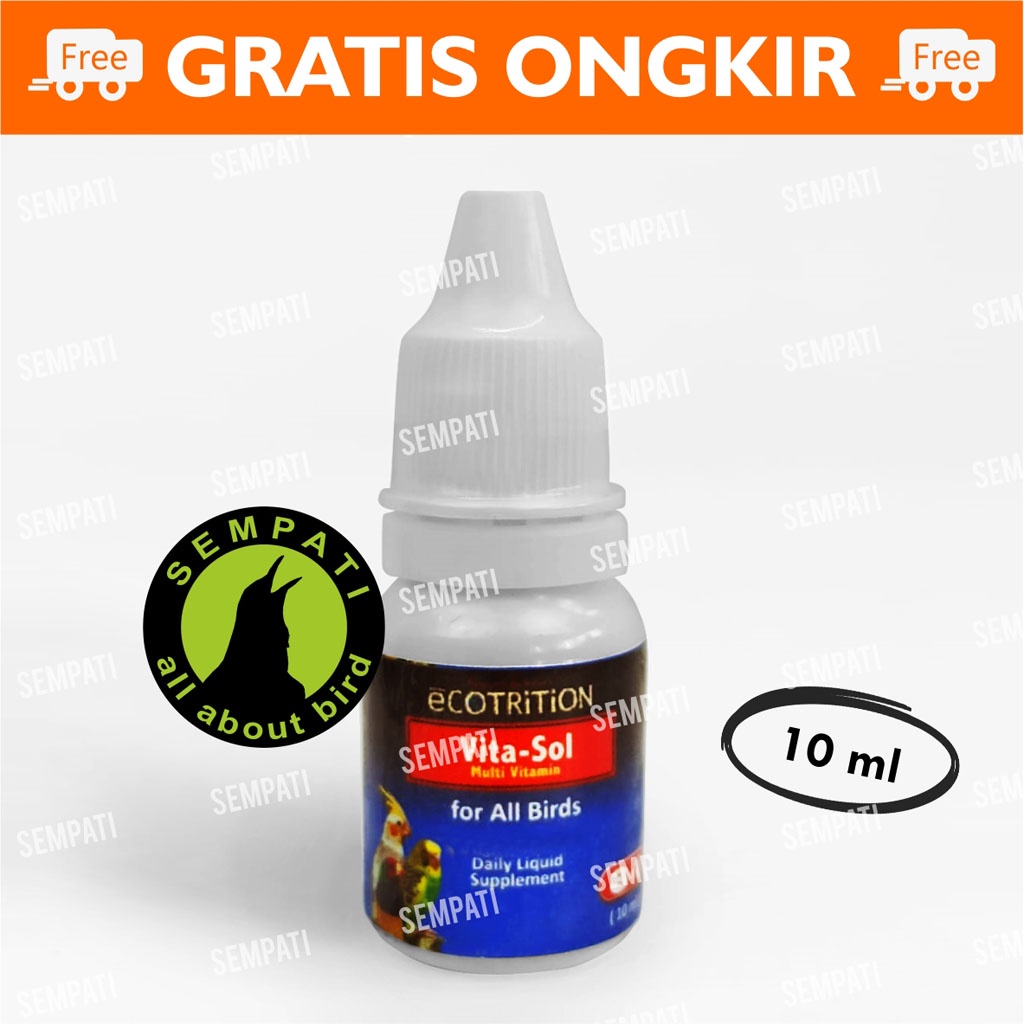 Vitasol High Potency Vita Sol Daily 10 Ml Ecotrition Vita-Sol Vita Sol Vitamin Import Pleci Lovebird Murai Parkit Kenari Parrot Harian Penggacor Semua Jenis Burung Vita Sol Dayli Daily